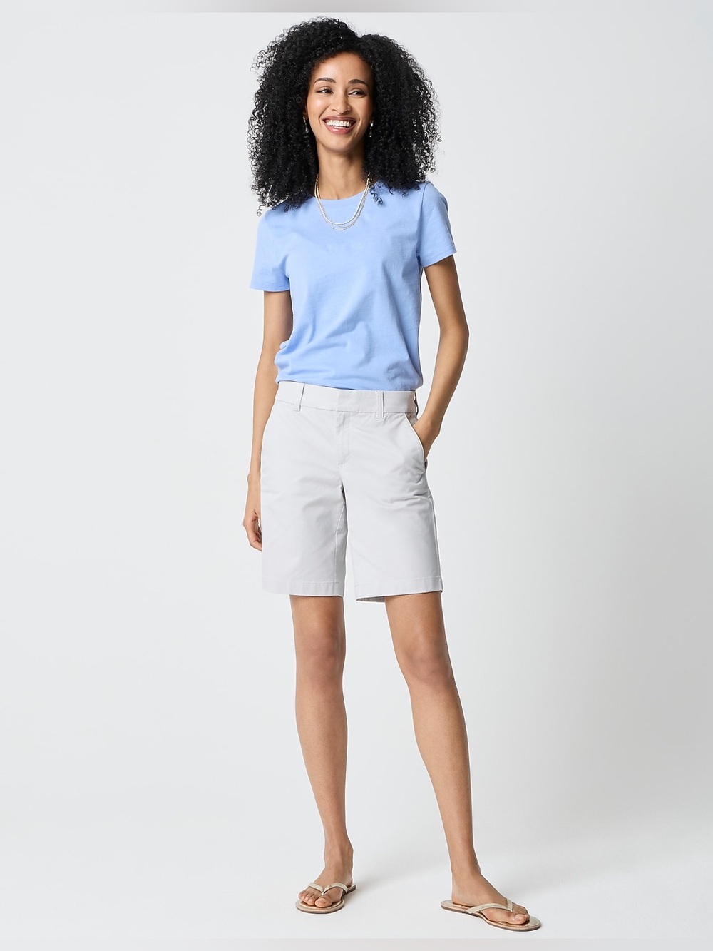 NEW J Crew Women’s Classic 9” Frankie Bermuda Chino Shorts, Oyster Gray, Size 16